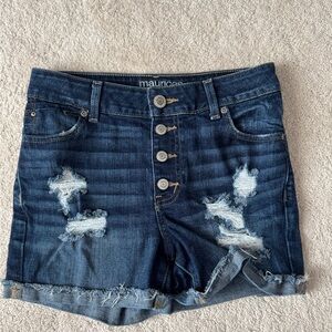Maurices Women's Distressed Denim Shorts - Blue